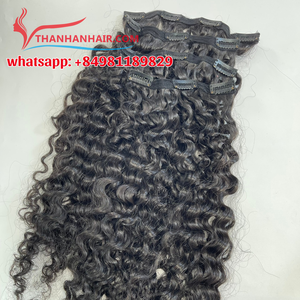 Meilleure vente Extensions de cheveux à clip pour cheveux bouclés birmans 100% cheveux vierges bruts humains vietnamiens couleur naturelle - Product Image 4