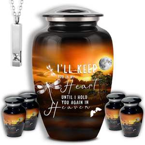 Lot de 6 urnes décoratives colibri pour cendres adultes Urnes funéraires en aluminium violet métallique 4 urnes incluses - Product Image 6