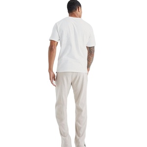 Pantalon de survêtement en toile de haute qualité, style droit personnalisé, OEM, pour homme, décontracté, design automne, logo uni, pour la course à pied - Product Image 3