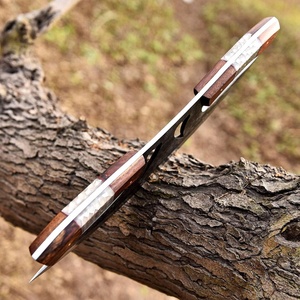 Mejor calidad forjado a mano OEM personalizado hecho a mano Damasco hoja Chef cocina Ulu cuchillo con Funda de cuero al por mayor directo de fábrica - Product Image 5