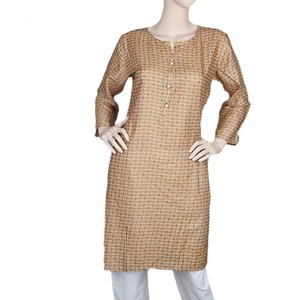 Kurti en lin imprimé pour femme Chase Value - Marron clair, tailles S-XL - Product Image 2