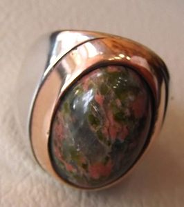 Anillo de Plata de Ley 925 con Diseño Árabe y Piedra Preciosa de Jaspe Unakita Natural, Novedad al por Mayor, Regalo de Cumpleaños para Hombre - Product Image 4