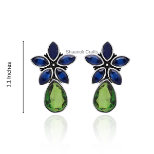 Pendientes de gota de piedras preciosas azules de diseñador hechos a mano, joyería hermosa Jhumkas para mujeres y niñas para fiesta de boda y decoración - Product Image 4