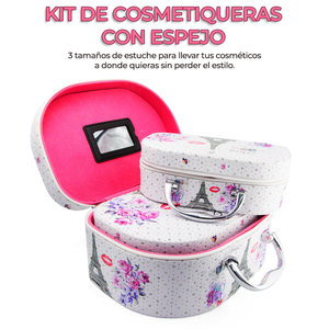 Trousse de Toilette Portable 3 Pièces avec Miroir, Grande Capacité, Étui Cosmétique Personnalisable avec Logo pour Rangement de Maquillage - Product Image 5