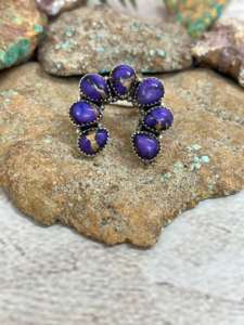 Handmade Natural Purple Dahlia Turquoise <b>925</b> Sterling <b>Silver</b> Adjustable Fine Jewelry <b>Ring</b> Unique Statement Jewelry For Women - Product Image 2