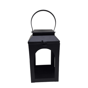 Ensemble de 4 lanternes en fer de taille moyenne avec poignée et toit pliant lanterne en soie de couleur noire pour la décoration de la maison et du mariage - Product Image 2