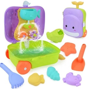 Trolley 2 en 1, mesa de agua para niños, juego de actividades sensoriales de agua y arena, juguetes de verano al aire libre con Kit de herramientas de playa - Product Image 1