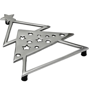 Floral Aluminum <b>Trivet</b> Decorative Heat Resistant Perforated <b>Metal</b> Hot Pad Stylish Accent Elegant Silver Kitchen Cookware Stand - Product Image 2