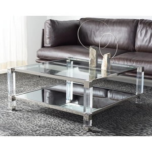 Mobili <span class=keywords><strong>da</strong></span> soggiorno di lusso moderni tavolino <span class=keywords><strong>da</strong></span> caffè con piano <span class=keywords><strong>in</strong></span> <span class=keywords><strong>vetro</strong></span> <span class=keywords><strong>temperato</strong></span> a 4 gambe <span class=keywords><strong>in</strong></span> acciaio inossidabile spazzolato con contenitore - Product Image 6