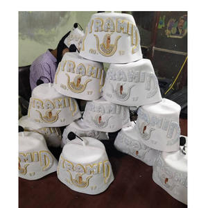 Chapeau Fez maçonnique blanc avec broderie dorée et deux rangées de strass, haute qualité, personnalisé, couronne maçonnique de 32 degrés, étui, franc-maçon - Product Image 4