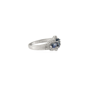 Anillo de Piedras Preciosas Vintage de Oro Blanco K14 con Zafiro Azul Genuino y Diamantes, Diseño Exclusivo y Hermoso, Proveedor de Joyería para Fiestas - Product Image 5