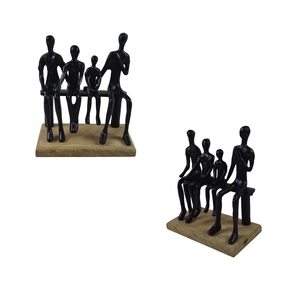 Classy Look <b>Figure</b> Sculpture Cycling Pose Office Table Decoration Human Statue With Black Finishing Wooden Base - Product Image 4