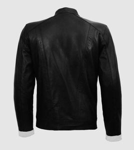 Chaqueta de Motociclista de Piel de Oveja de Alta Calidad para Hombre, Cuello Alto, Estilo Casual de Invierno, Cierre de Cremallera, Talla Personalizada, Tinte Liso, No Tejida - Product Image 4
