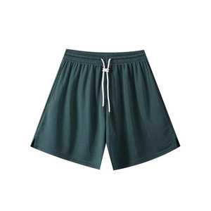 Shorts de sport mi-taille pour hommes, personnalisables avec broderie, style urbain décontracté, poches, 100% polyester, toile gris fumé, séchage rapide - Product Image 2