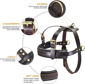 Arnés para perros de cuero genuino para perros grandes Arnés para perros de trineo de nailon a la moda con acolchado suave para Pastor Alemán y Mastín toro - Product Image 2