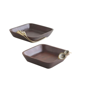 Plateau de table à dîner décor en noyer brillant finition plateaux de service à pâtes style luxueux finition personnalisée plateau de service alimentaire - Product Image 1