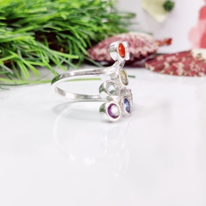 Bague en pierre chakra à facettes bague en pierre chakra légère bague en pierre multi - Product Image 4