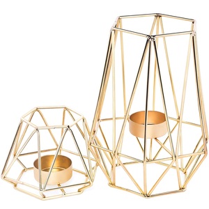 Bougeoir à thé de forme géométrique de dessus de table pour la maison décorée bougeoir à lumière en T de forme carrée en métal de haute qualité - Product Image 6