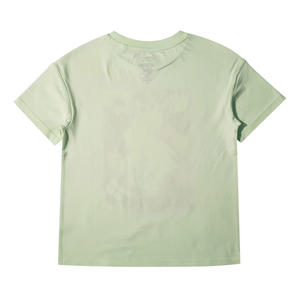 T-shirt à la mode pour filles vêtements pour enfant fournisseur fiable 100% coton vert clair col rond - Product Image 2