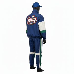 Más tamaño 120 GSM tela de poliéster Premium azul verde blanco Color bloque diseño logotipo personalizado bordado impresión cortavientos conjunto - Product Image 4