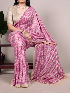 Sari en soie Tussar lourde – Modèle de créateur pour femme, non imprimé, en stock - Product Image 4