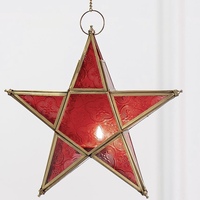 Portavelas Decorativo de Metal y Vidrio con Forma de Estrella, Estilo Marroquí, Hecho a Mano, Resistente al Calor, Ligero, de Alta Calidad, Elegante Decoración para el Hogar