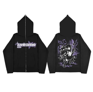 Sudadera con capucha y cremallera completa de estilo urbano, diseño personalizado OEM, con cremallera exterior en la capucha. - Product Image 3