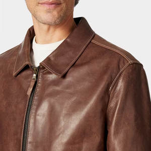 Vestes en cuir à col rabattu personnalisées pour hommes, vestes en cuir nouveau design à la mode pour hommes, vente en ligne - Product Image 4