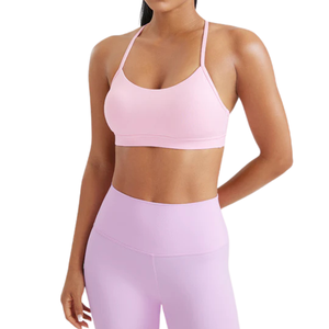 Ensemble de sport pour femme : soutien-gorge de sport et short cycliste taille haute, couleur unie, extensible, pour entraînement, gym, fitness, vêtements de sport, ensemble deux pièces, couleur personnalisée - Product Image 4