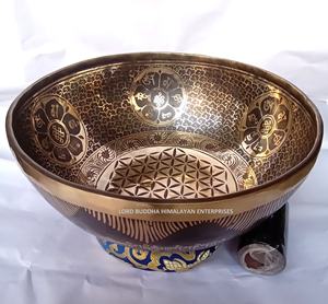 Cuencos de Canto de latón de arte especial tibetano de alta calidad Material de Metal de estilo Feng Shui tallado con láser - Product Image 4