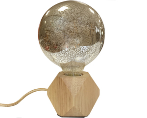 Polygonal wooden <b>table</b> <b>lamp</b> <b>base</b> E27 with 1.5m cable. (ALG 67808) - Product Image 1