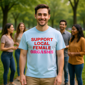 Camiseta Unisex Azul Claro con Estampado de Orgasmos Femeninos Locales, Cuello Redondo, Manga Corta, Serigrafiada, Promocional - Product Image 3