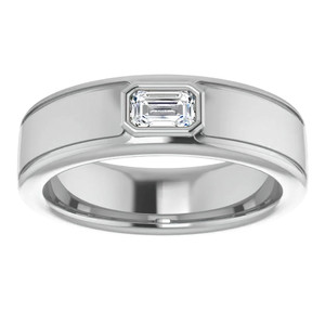 Bague de mariage unisexe SHREYA DIAM en argent 925 plaqué rhodium avec moissanite émeraude sertie à griffes de 0,27 ct, design géométrique classique - Product Image 3