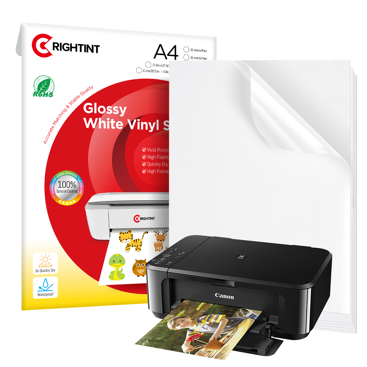Self Adhesive Matte White PP Sheet for Inkjet Label Printing A3 A4 Printable Adhesive Film