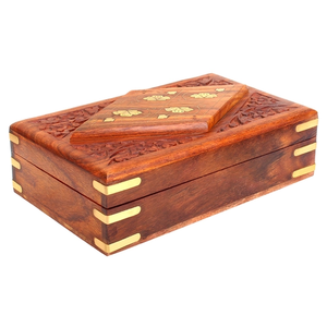 Boîte à bijoux en bois fabriquée à la main de la meilleure qualité avec un design multi-artisanat en laiton - Product Image 3