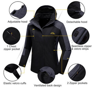 Chaqueta de Esquí 3 en 1 para Hombre, Impermeable, Transpirable, Cortavientos, Forrada de Algodón, con Forro Polar, Logotipo Bordado en la Parte Delantera - Product Image 5