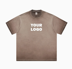 เสื้อยืดผ้าฝ้ายแท้สำหรับฟอกสีกรดแบบวินเทจพิมพ์ลายโลโก้ได้ตามต้องการ - Product Image 1