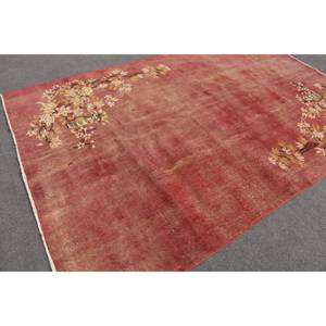 Alfombra de área grande turca Vintage de 6,4x9,6 pies, diseño de retales de estilo bohemio rojo, Material de lana, látex de 10mm para decoración de habitación de pasillo - Product Image 2