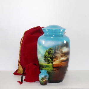 Urne funéraire en métal de style européen classique pour les cendres humaines, d'animaux de compagnie et de bébés - Écologique et durable, plusieurs tailles et designs - Product Image 1