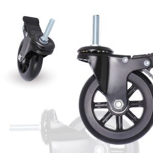 Roues à roulettes de 4 pouces 100mm Transparent Noir PU Polyuréthane Verrouillage Roue à roulettes Tige filetée - Product Image 2