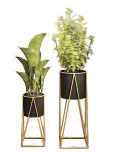 Support de jardinière en fer moderne longue durée Design rectangle haut pour la maison, le jardin et les pots de fleurs décoratifs avec fil - Product Image 2