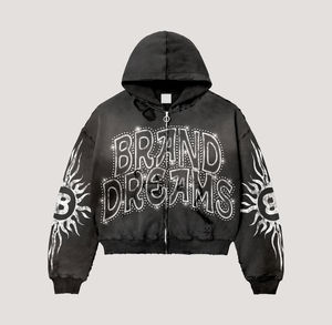 เสื้อมีฮู้ดแนวสตรีทผ้าคอตตอนสำหรับผู้ชายเสื้อสเวตเชิ้ตปักโลโก้ซักได้ตามต้องการซักด้วยพลอยเทียมมีฮู้ดสำหรับผู้ชาย100% - Product Image 5