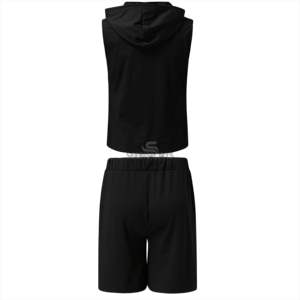 Ensemble de survêtement d'été 2 pièces pour homme, couleur unie, manches courtes, débardeur à capuche et Short, survêtement de Jogging - Product Image 3
