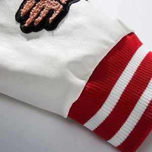 Chaqueta universitaria de lana de algodón personalizada OEM para hombre con cuello levantado, venta al por mayor, transferencia de calor, diseño de logotipo de Letterman para invierno - Product Image 6