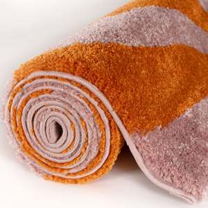 Alfombra de poliéster estampada en naranja y rosa Joli Wave para dormitorio, oficina, habitación de adolescentes - Product Image 6