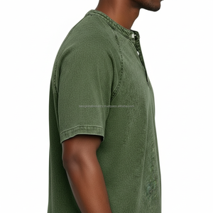 Camiseta Henley Extra Grande Personalizada para Hombre, Algodón Lavado, Manga Corta, Alta Calidad, Ligera, Secado Rápido, Fabricante OEM ODM - Product Image 5