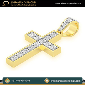 Collection exclusive Qualité supérieure 0.25 CTS 14K Gold Miracle Set CROSS Medium Natural Diamond Pendant India Main Silver - Product Image 4