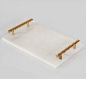 Factory Wholesale Marble Serving Tray Rectangle Luxury <b>White</b> Artificial Marble <b>Board</b> Decorative Wedding Food Fruit Serving Tray - Product Image 1