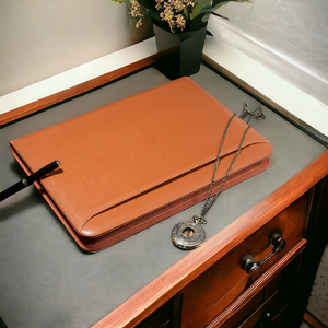 Personalized Genuine Leather Business Portfolio Zippered Executive Portfolio A5 Size Travel Office Conference File <b>Folder</b> - Product Image 2