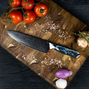 El mejor cuchillo de Chef para cocinar en casa, de 8 pulgadas acero damasco, mango de resina epoxi, cuchillo de cocina de madera, grado DIY, opciones OEM personalizadas - Product Image 3